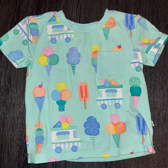 🍦 Sweet Scoops Mint Pastel Ice Cream Kids Pocket Bamboo Short Sleeve T-Shirt 2T - Picture 3 of 4